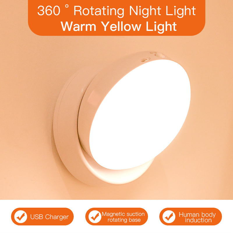 Luz nocturna LED con sensor de movimiento color amarillo – Recargable USB | SmartHome Pro