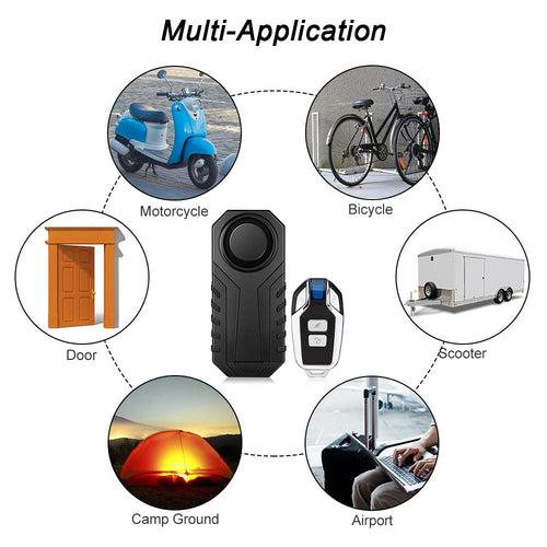 Alarma antirrobo universal negra para moto bici y coche — SmartHome Pro