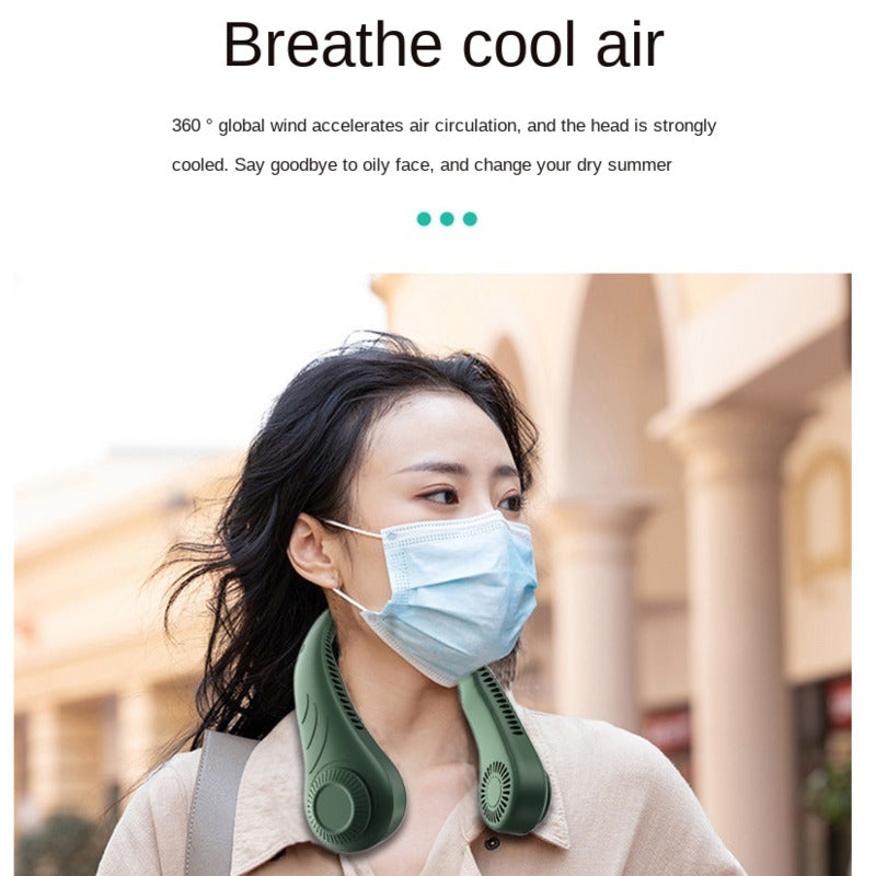 Ventilador de cuello deportivo manos libres — 3 velocidades ajustables
