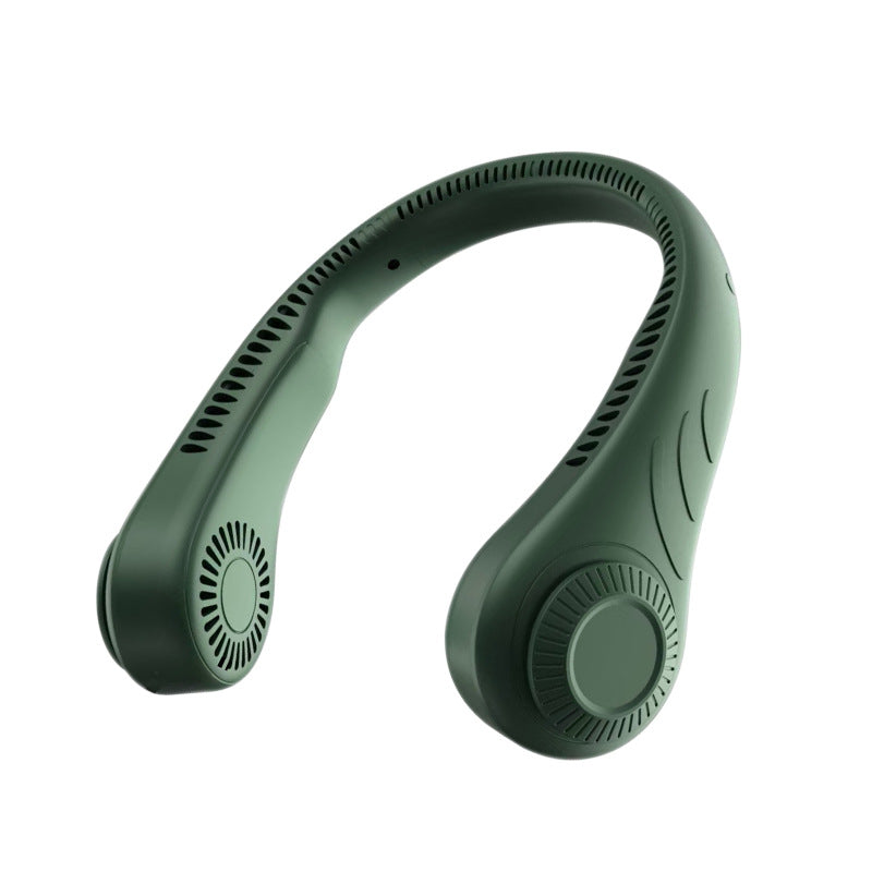 Ventilador de cuello USB en uso — ideal para running, gimnasio y verano
