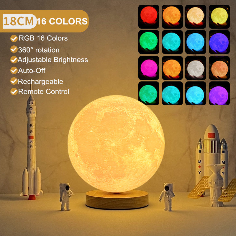 Contenido del paquete: lámpara luna 3D + mando + base USB + manual — SmartHome Pro
