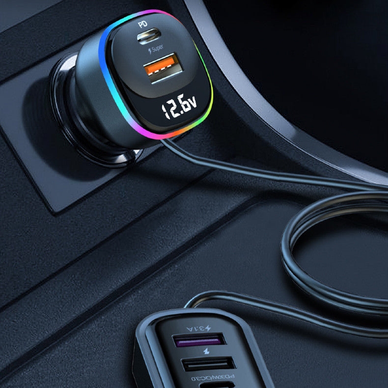 Cargador de Coche USB-C Carga Rápida Multifunción — Compacto y Potente