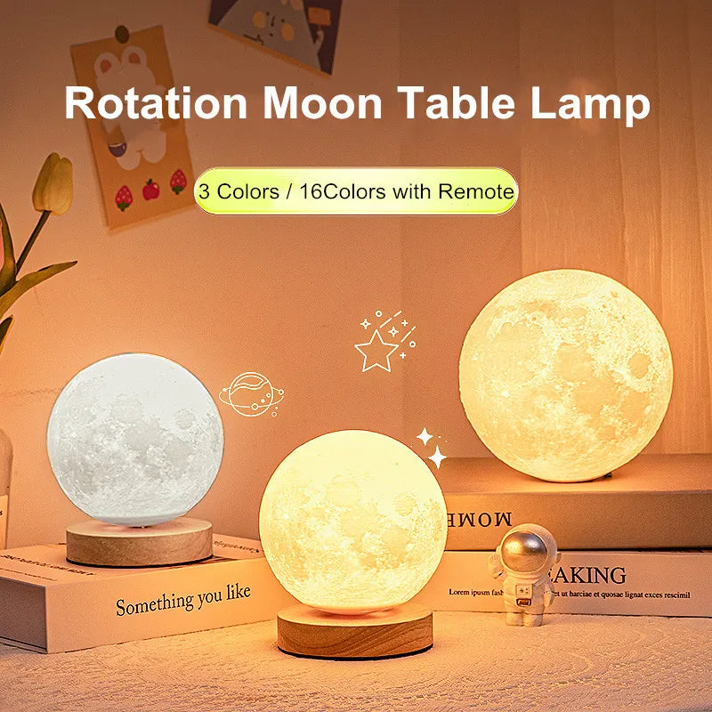 Lámpara de luna 3D giratoria 12cm — SmartHome Pro
