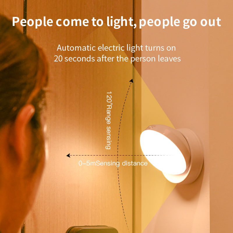 Luz nocturna LED giratoria – modos ON OFF AUTO y carga USB | SmartHome Pro