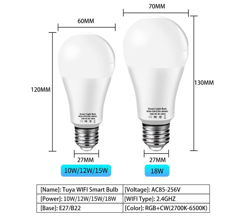 Bombilla Inteligente WiFi RGB E27 — Compatible con Alexa y Google Home