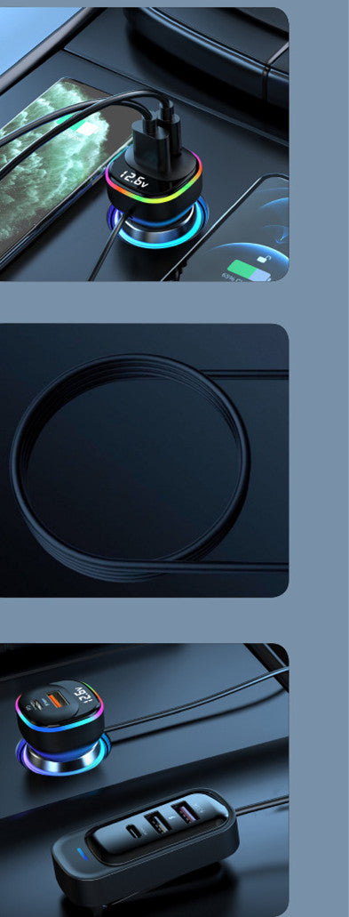Cargador de Coche USB-C Carga Rápida Multifunción — Compacto y Potente