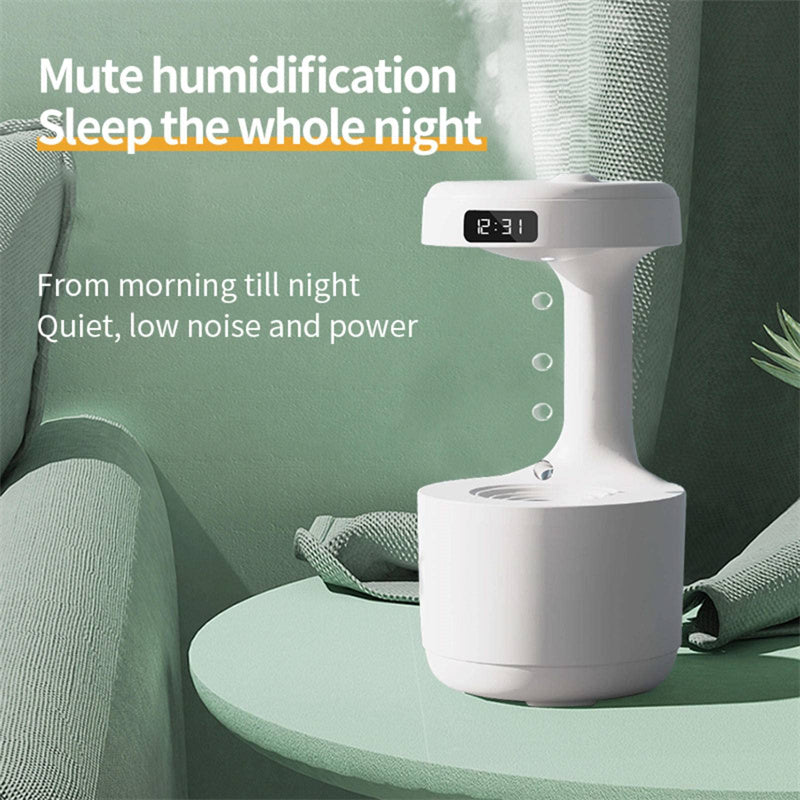 Humidificador antigravedad color verde encendido — luz ambiental
