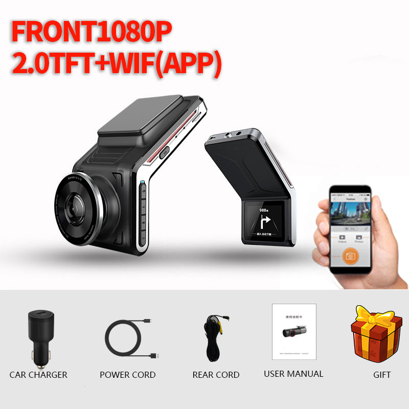 Cámara Dashcam 2K Doble Lente para Coche — Delantera y Trasera WiFi