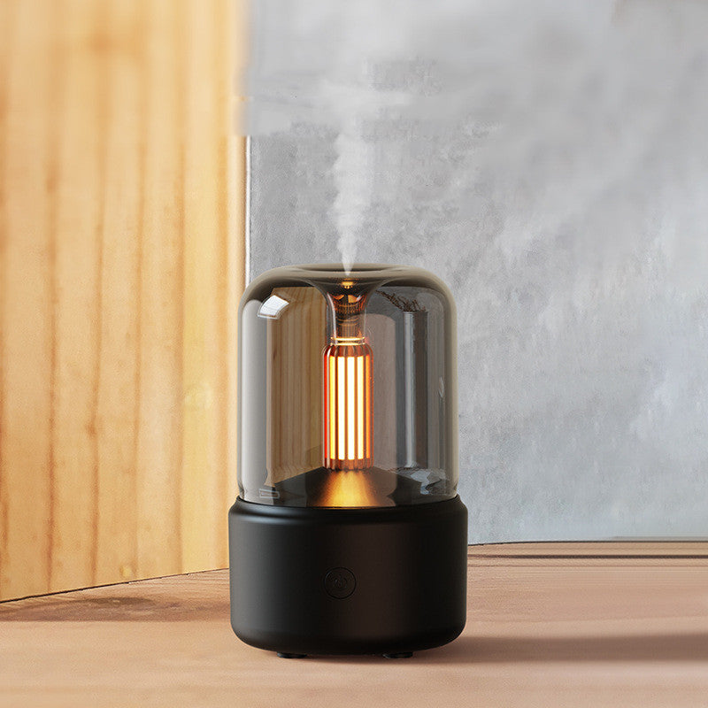 Humidificador vela LED con aceites esenciales — difusor de aromas sin filtro
